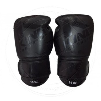 King Pro Leather Boxing Gloves Black (Black Logo) - 01